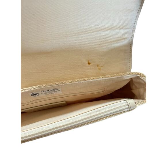 Etienne Aigner Woven Cream Snap Close Leather Strap‎ Crossbody Bag New - Picture 4 of 13